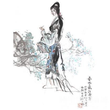 姜炳清 《春风又绿江南岸》 类别: 国画人物作品